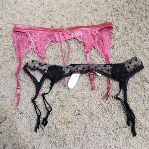 XS/S Victoria's Secret Garter Belt 2-pc bundle set NWT & NWOT pink black lace